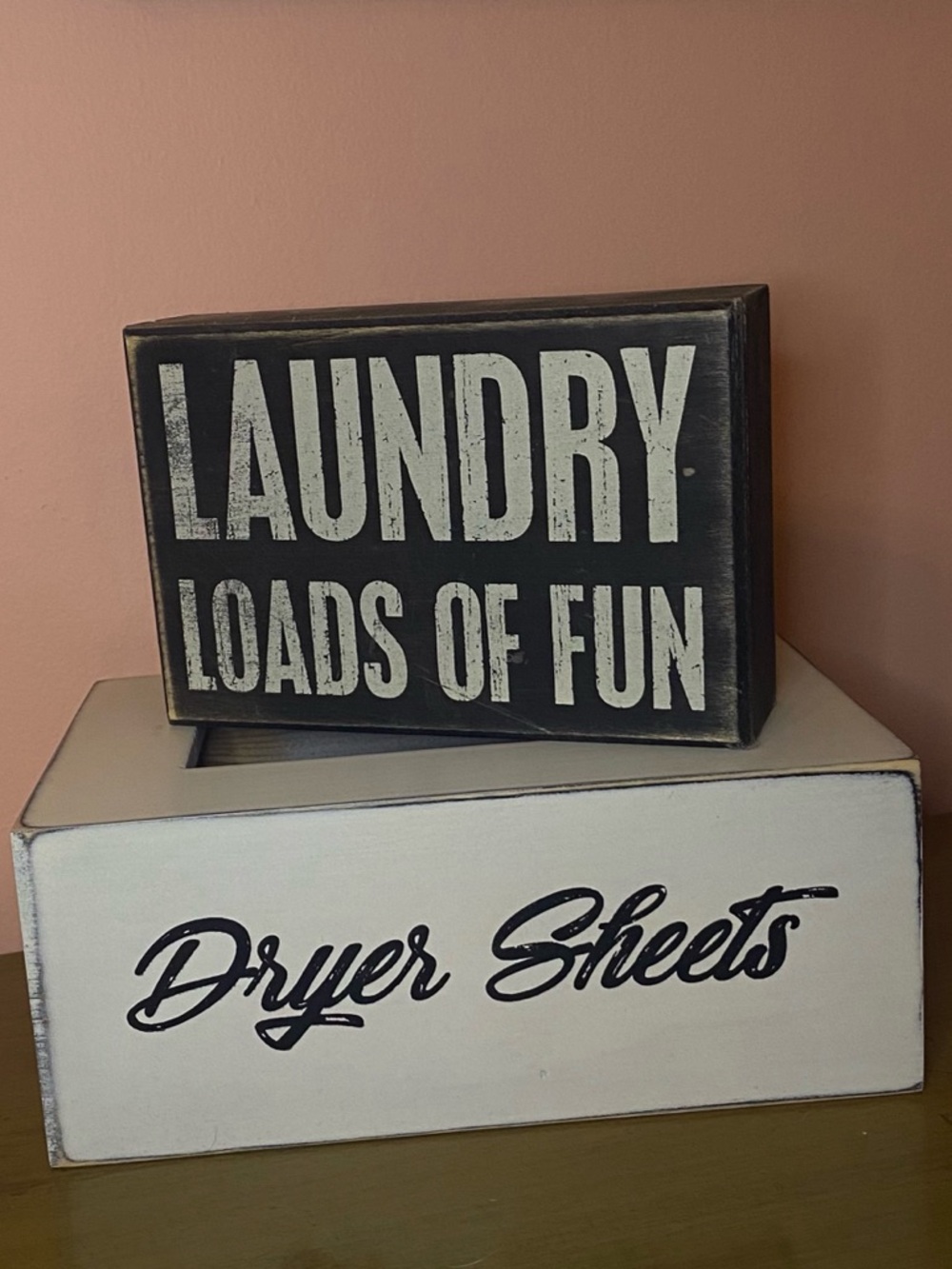 RUSTIC LAUNDRY ROOM DECOR-Laundry Room Block Sign and Wooden Dry Sheet Box - Picture 2 of 5